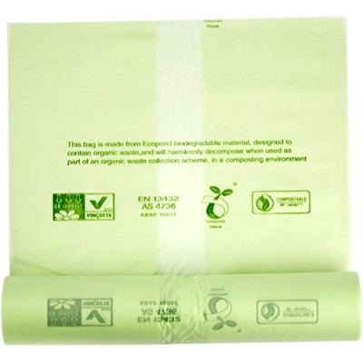 Sac poubelle biodégradable Alina - Sac à compost  vert  d’une contenance de 8 litres avec un guide de compostage Alina (français non garanti)  50 bags - B01LY99TCC